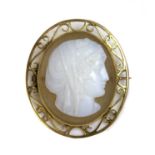 An Edwardian hardstone composite cameo brooch, c.1900,