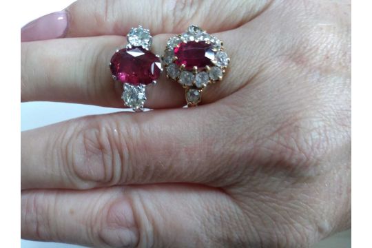 A late Victorian ruby and diamond oval cluster ring, - Image 4 of 7