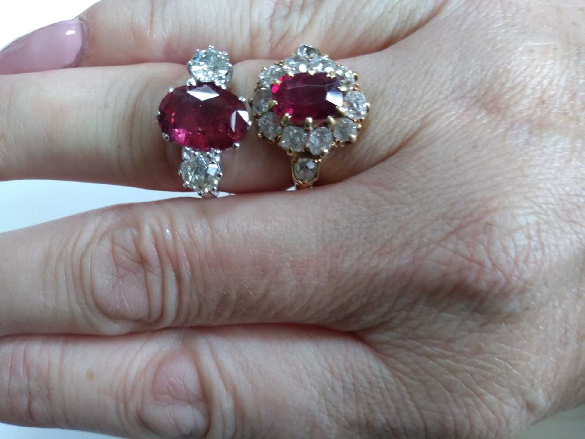 A late Victorian ruby and diamond oval cluster ring, - Image 4 of 7
