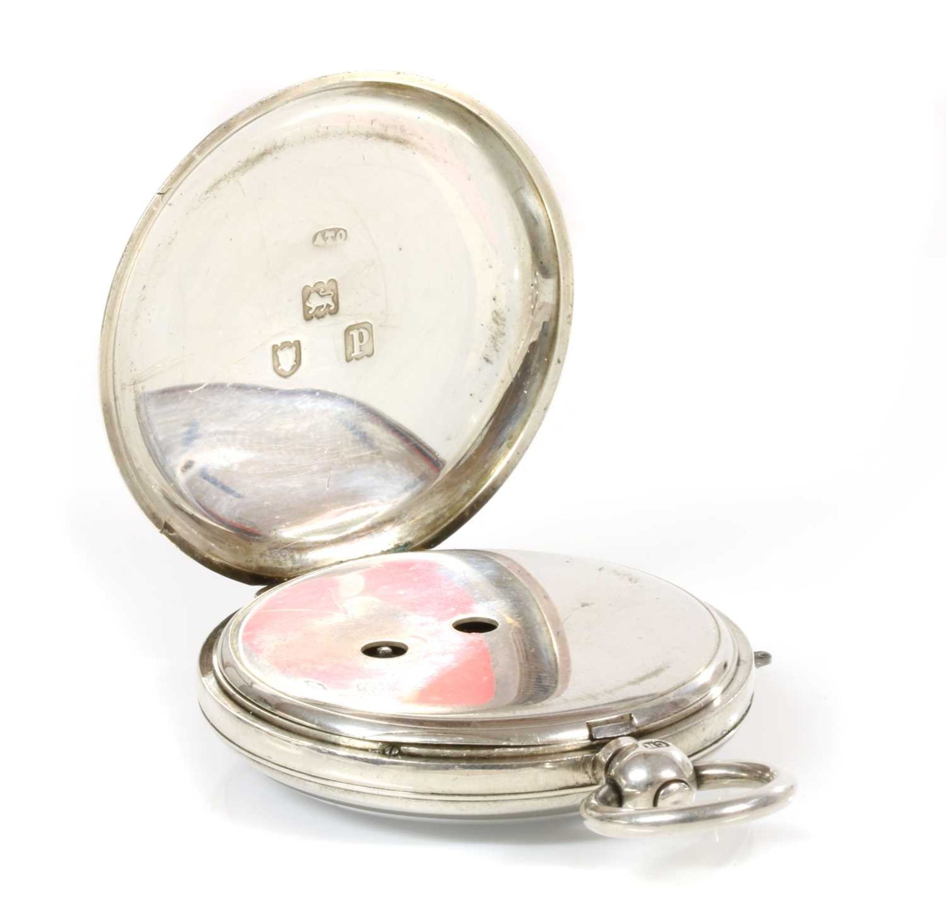 A sterling silver open-faced key wound repeater pocket watch, c.1910, - Image 2 of 4