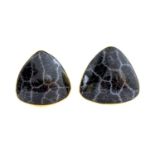 A pair of Continental fossilised coral gold earrings,