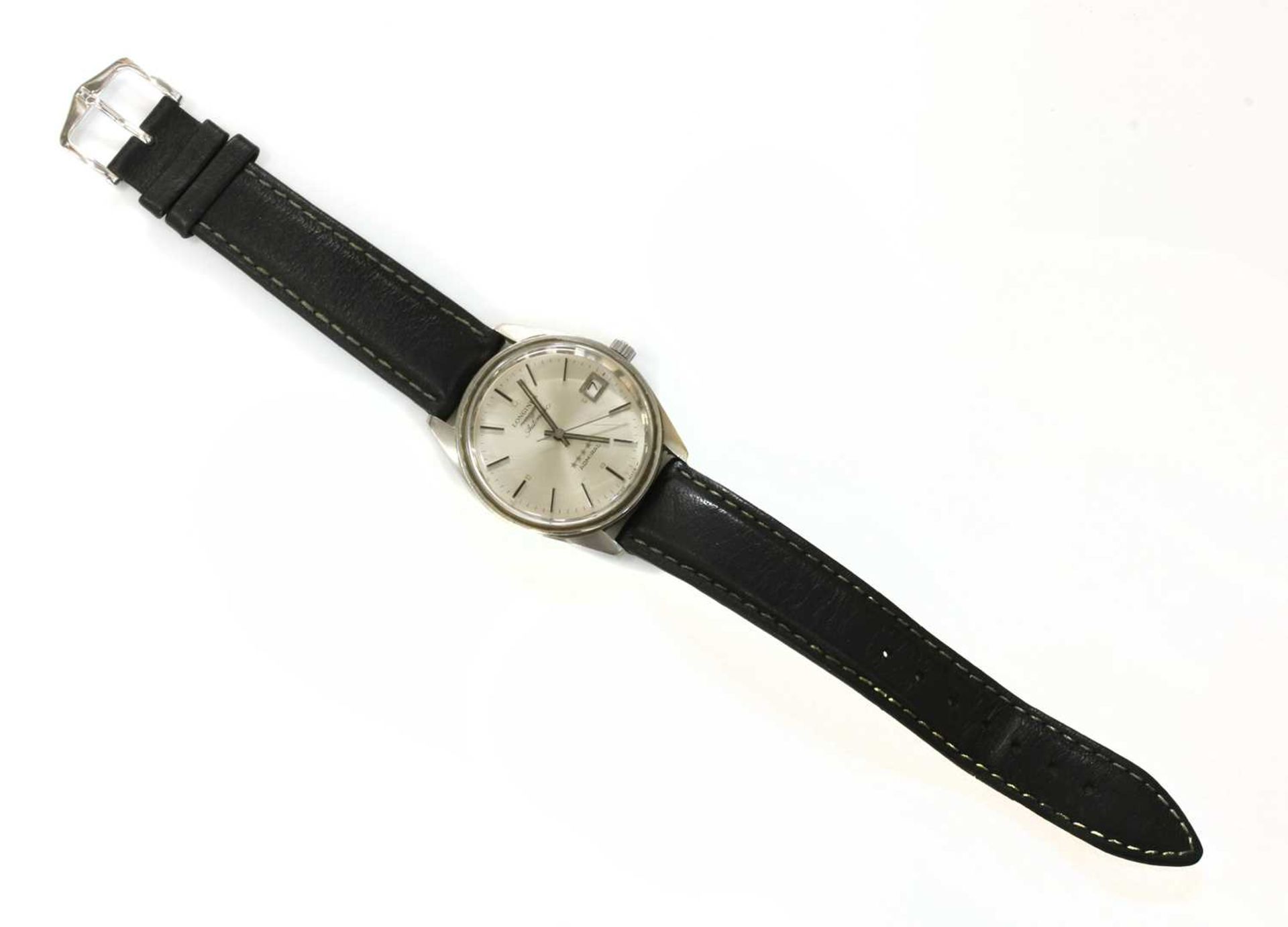 A gentlemen's stainless steel Longines 'Five Star Admiral' automatic strap watch, c.1970,