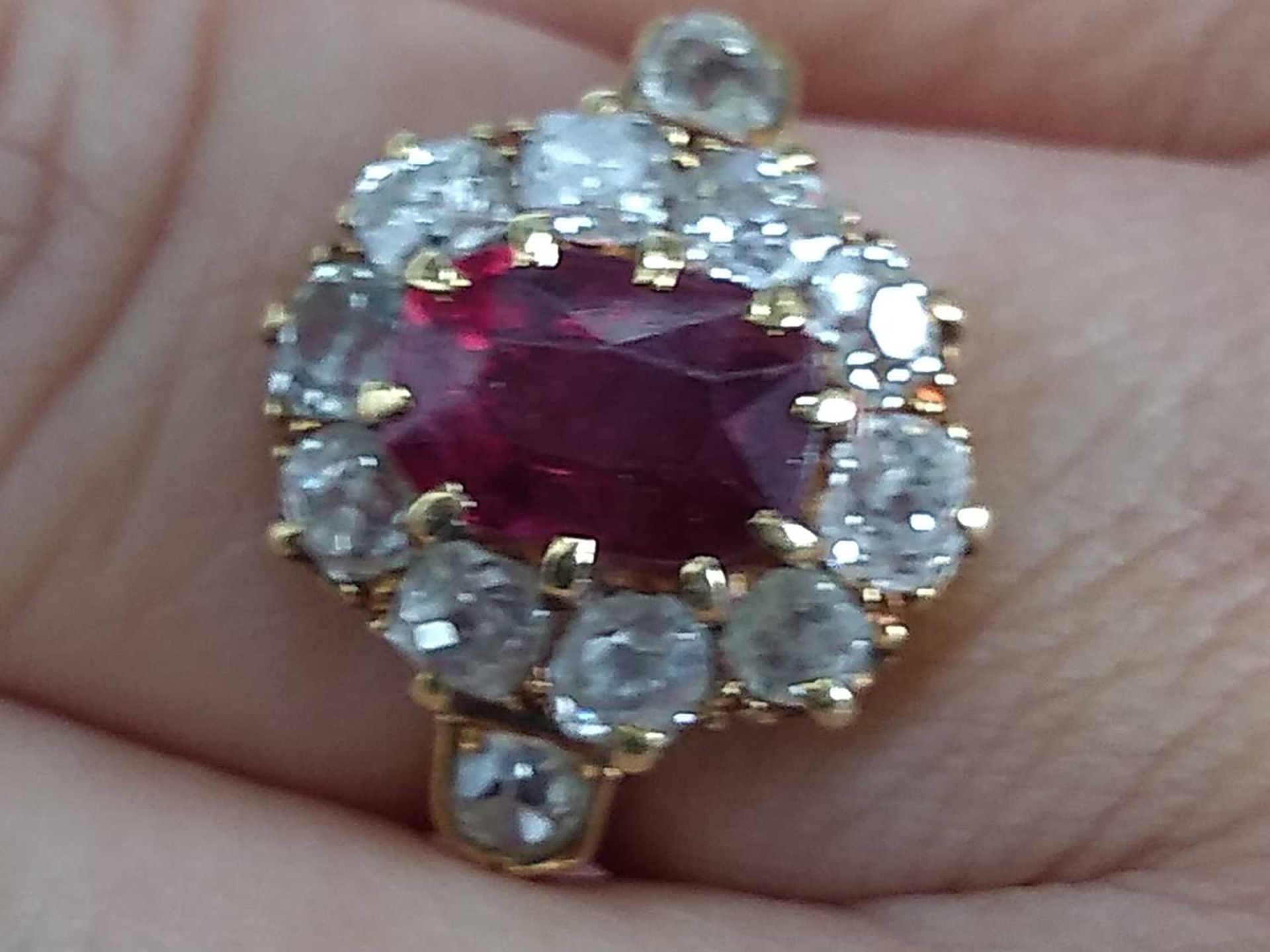 A late Victorian ruby and diamond oval cluster ring, - Image 3 of 7