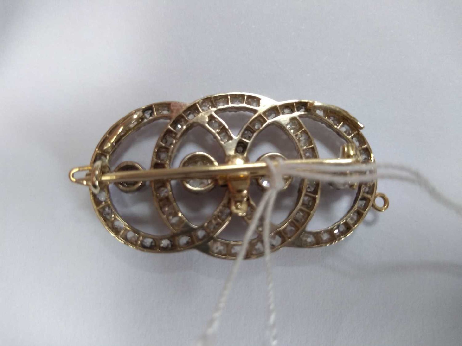 A Continental diamond set triple hoop brooch/pendant, c.1890, - Image 8 of 8