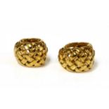 A pair of gold Tiffany & Company 'Vannerie' lattice earrings,