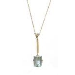 An Art Deco aquamarine and diamond Edna May pendant,