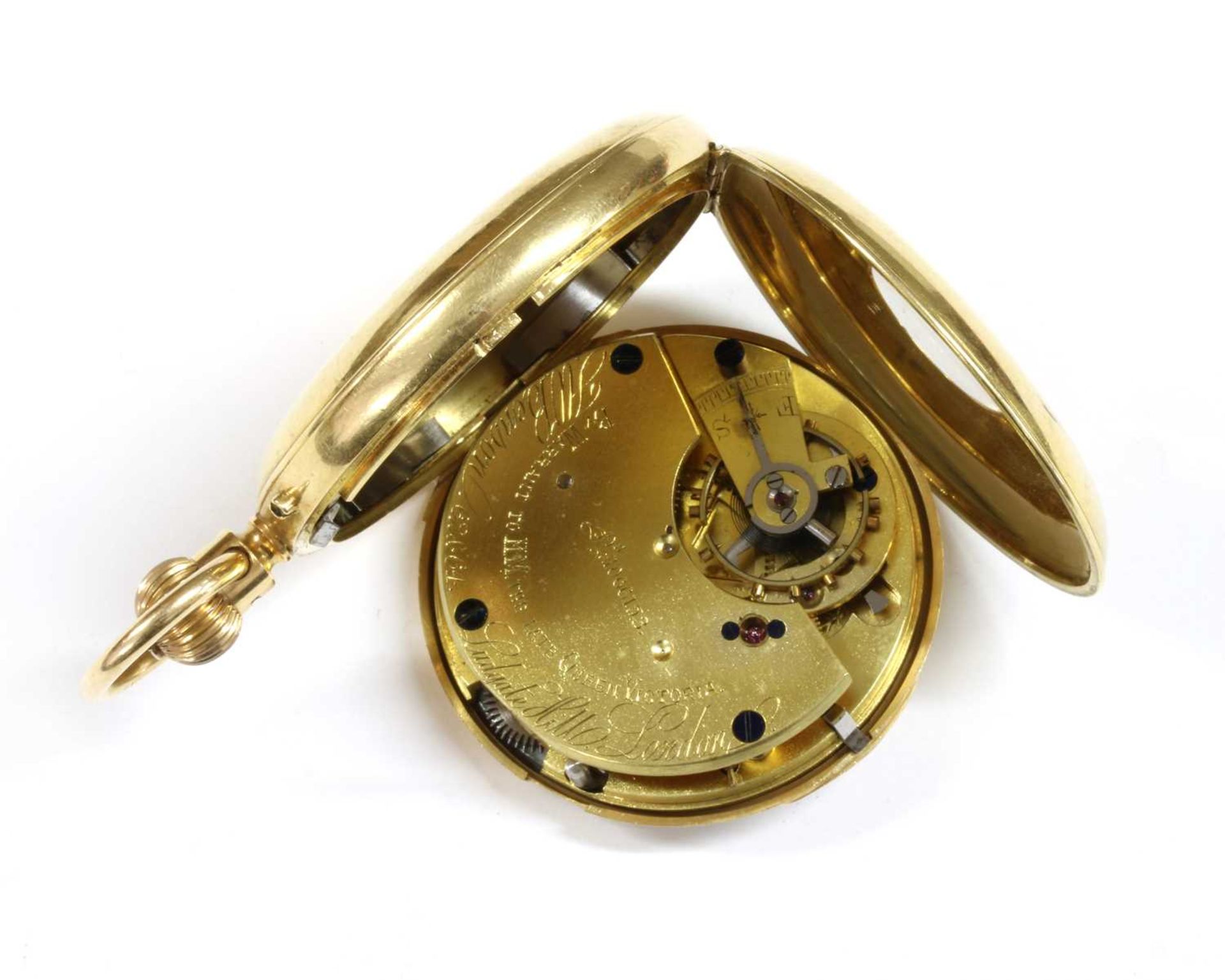An 18ct gold half hunter side wide mechanical pocket watch by J W Benson, London, - Image 2 of 4
