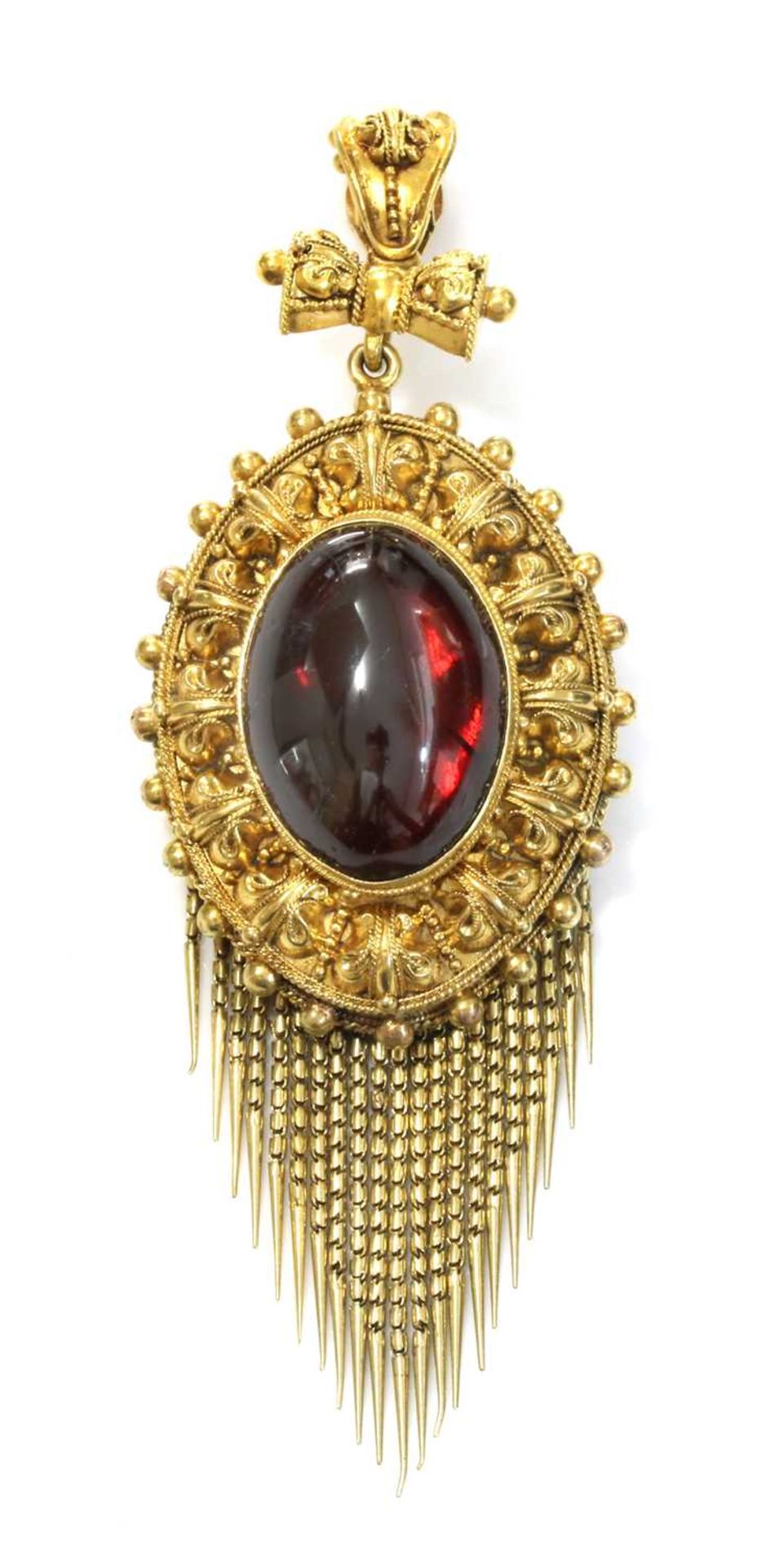 A Victorian garnet set fringe pendant/brooch, c.1860,