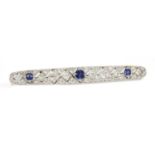 An Art Deco sapphire and diamond plaque brooch, c.1920,