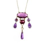 An Edwardian amethyst, paste and blister pearl necklace,