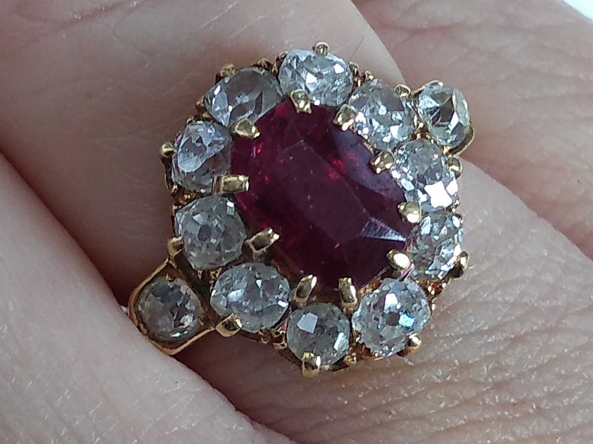 A late Victorian ruby and diamond oval cluster ring, - Image 6 of 7