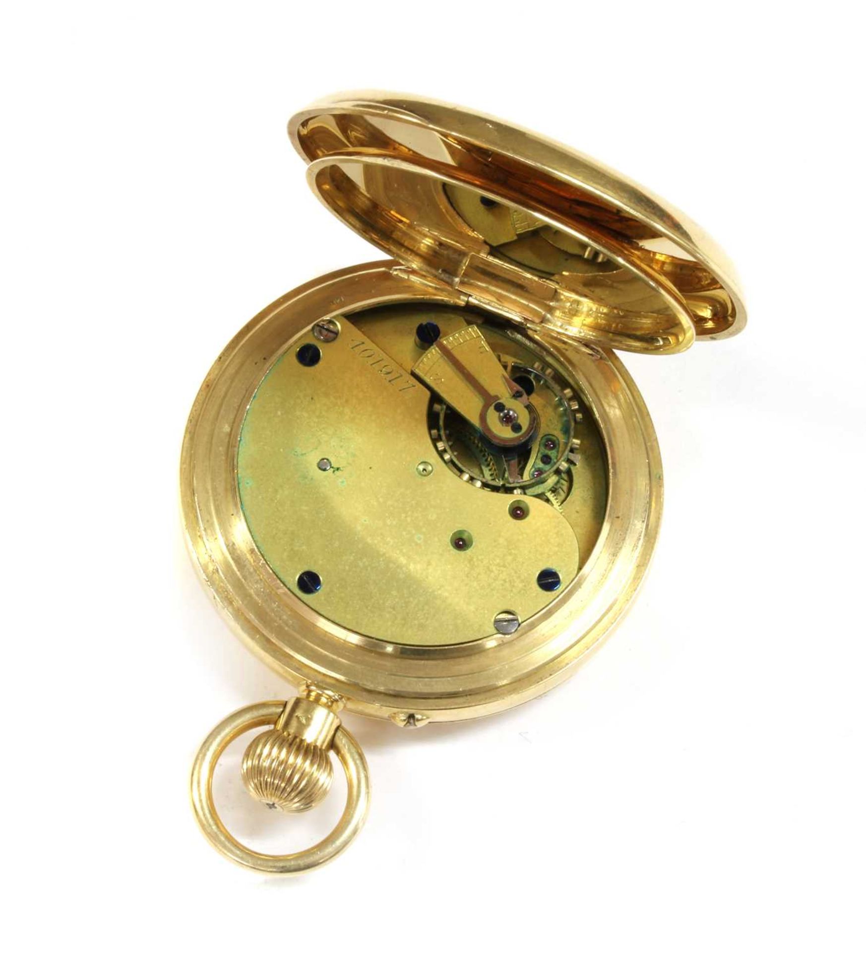 An 18ct gold half hunter side wind mechanical pocket watch, - Image 2 of 4