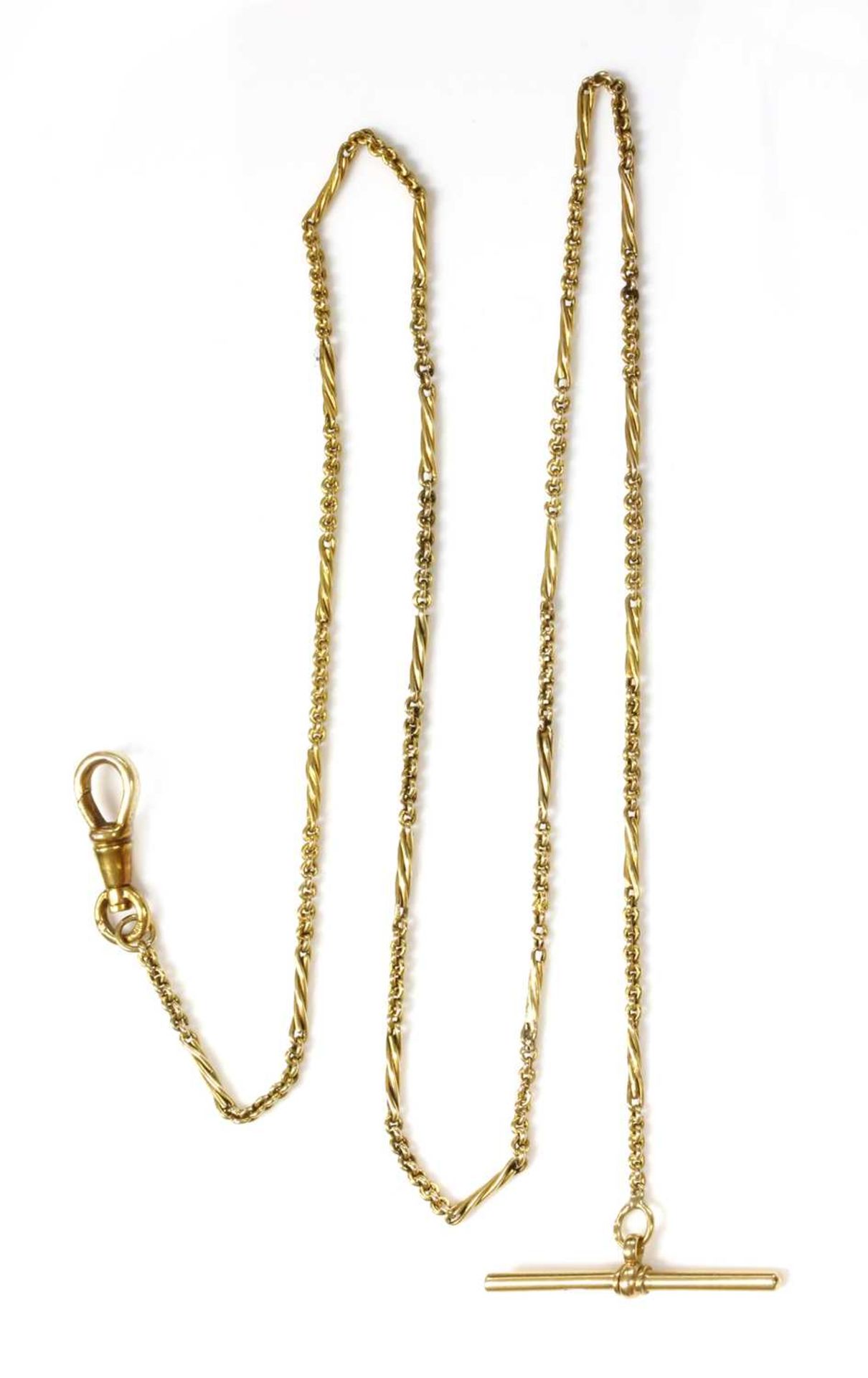 A Continental Art Deco gold watch chain,