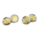 A pair of Art Deco octagonal chain-link cufflinks,