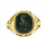 A Victorian 18ct gold bloodstone signet ring,