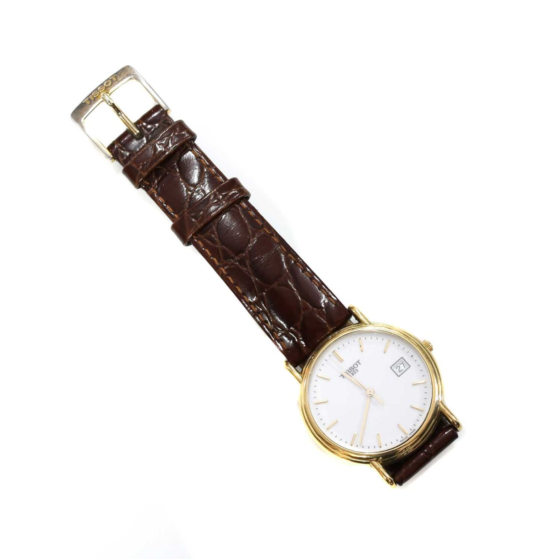 A gentlemen's 18ct gold Tissot 1853 quartz strap watch, c.2004,