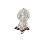 A gold and platinum, diamond and enamel Royal Artillery military sweetheart brooch,