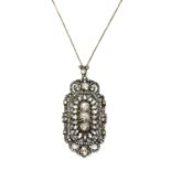 An Art Deco-style diamond set plaque pendant,