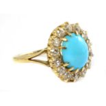 A Victorian turquoise and diamond oval cluster,