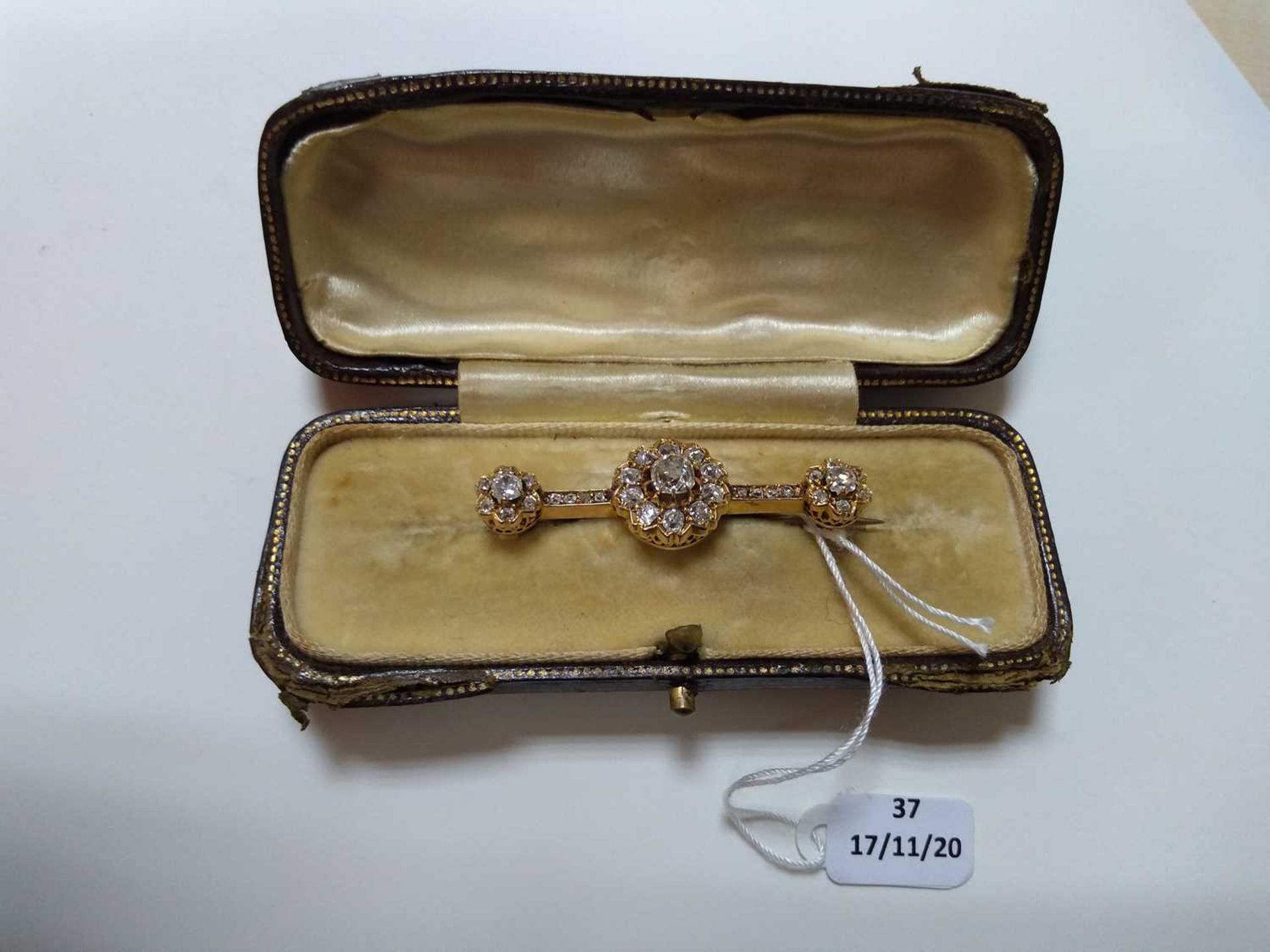 A late Victorian diamond cluster bar brooch, - Image 5 of 8