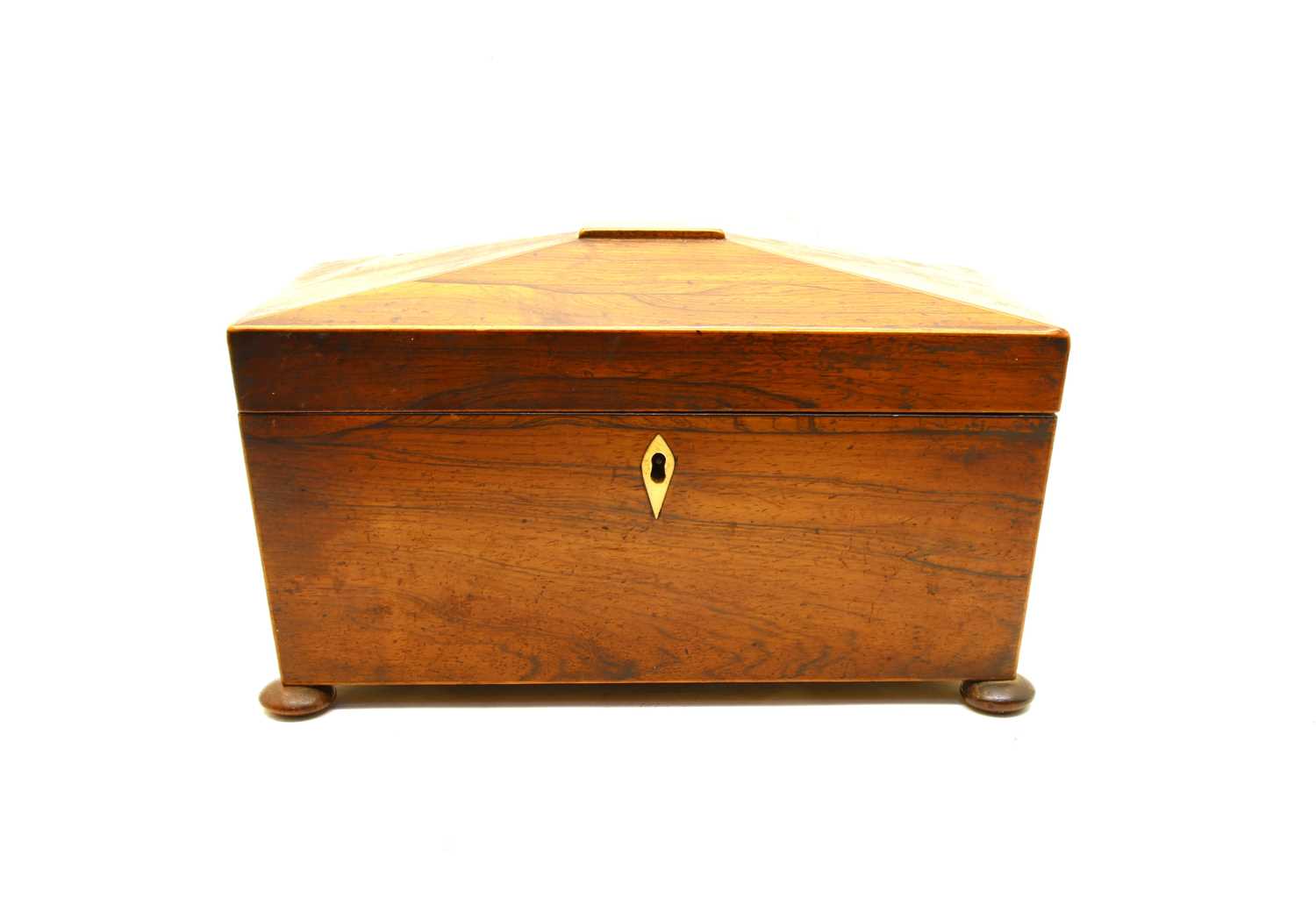 An early 19th Century rosewood large sarcophagus form tea caddy