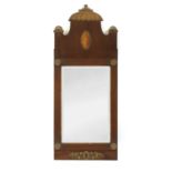 A George III inlaid mahogany and parcel gilt pier mirror,