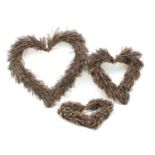 A large 'Twig' heart shaped wreath and six smaller wreaths (7)