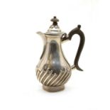 A Victorian silver bachelors coffee pot of baluster form,