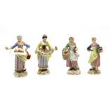 Four Meissen 'Cris de Paris' figures