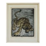 A woodblock study of a tiger,