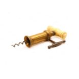 A Thomason type ivory handled barrel corkscrew,