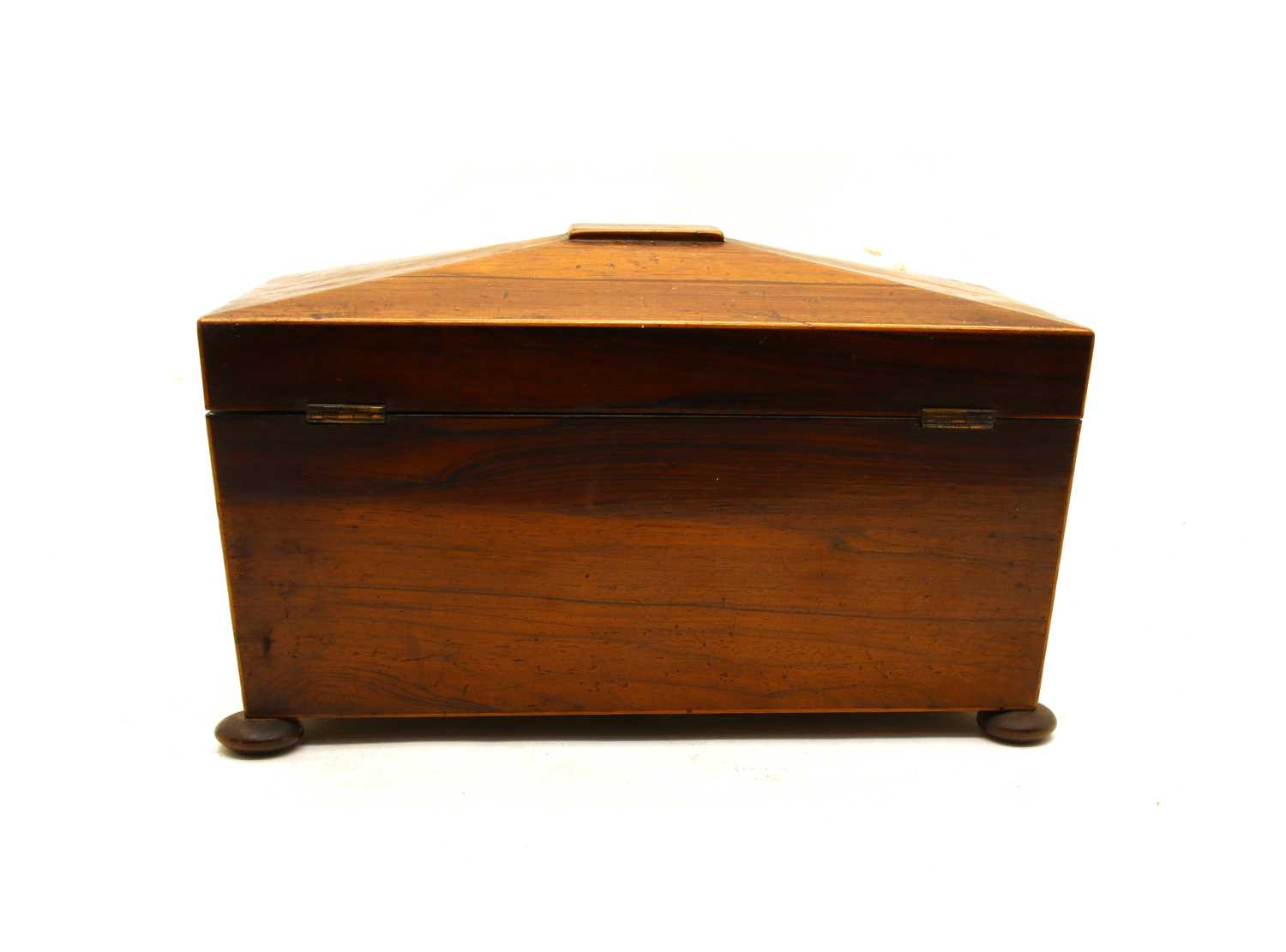 An early 19th Century rosewood large sarcophagus form tea caddy - Image 4 of 5