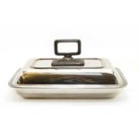 An Edwardian silver and silver plated entree dish of rectangular form,