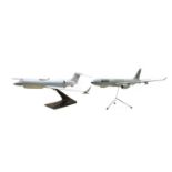 Two modern composition model aeroplanes