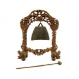 A Chinese bronze miniature temple style bell,