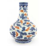 A Chinese iron-red and blue vase,