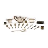 An Art Deco silver plated three pieces teaset,