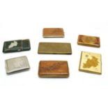 A collection of seven 1940s commercially manufactured cigarette cases,