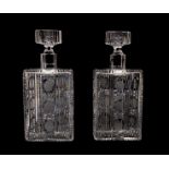 A pair of cut glass rectangular decanters,