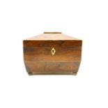 A Regency rosewood sarcophagus form tea caddy,