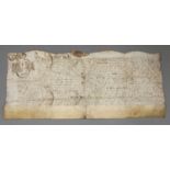 Indenture on vellum, dated 26 April, 1633: