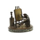 A 19th century French bronze inkwell,