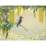 Arthur H Buckland (20th century), The Complete Angler - a Kingfisher with laburnum