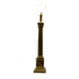 A Napoleon III brass Corinthian column lamp,