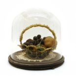 A Victorian basket of wax fruit,