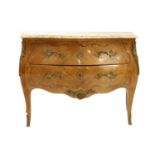 A French Louis XV-style marble topped commode,