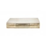 A large rectangular silver cigarette box,