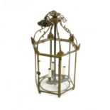 A Regency-style brass hexagonal lantern,