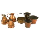 Seven items of 19th century and later copper and brassware,