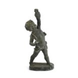 A lead sculpture depicting Cupid